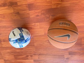 Soccer ball and basketball
