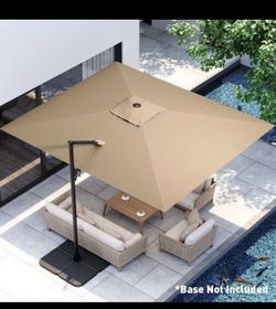 9'x12' Patio Umbrella Cantilever Outdoor Rectangular Offset Umbrella with 360°Rotation, Double Top Heavy Duty Windproof Aluminum Frame for Pool Garden