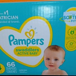 Pampers Swaddlers "Active Baby " Size (4) Baby Diapers 