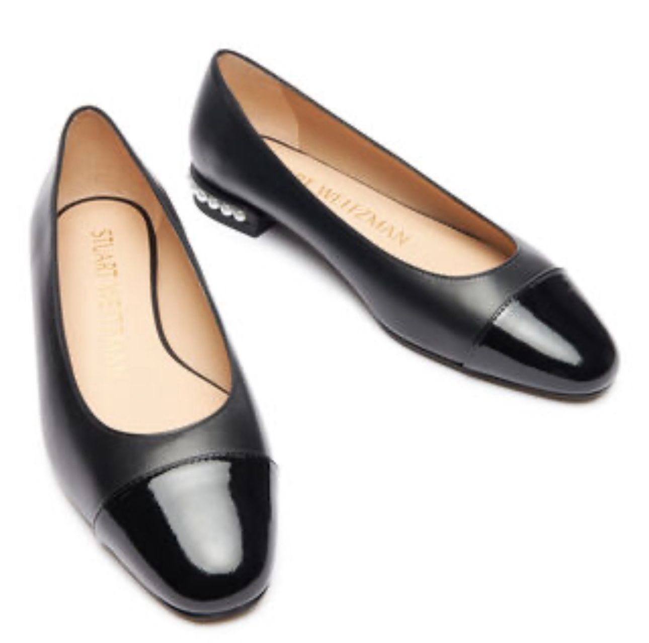 Stuart Weitzman Pearl Flat Woman’s Black leather ballet shoes size 8 shoes