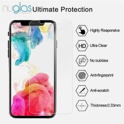 Nuglas Crystal Clear Tempered Protective Apple iPhone X/XS Screen Glass 2Set NIP