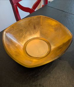 Elegance Atlas Square Gold Glass Bowl