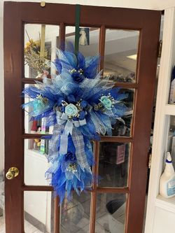 Royal & Light Blue Cross Wreath