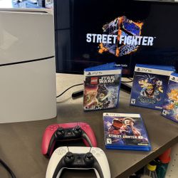 Sony PS5 Slim disc version 2 controllers 4 games nothing sold separate TV NOT included pick in Tacoma FIRM PRICE 