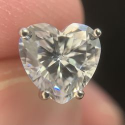 14k White Gold Sapphire Heart Earring A Single