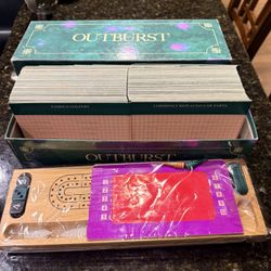 Vintage 1986 Outburst Board Game With Wooden Cribbage Style Scoring Board Like New
