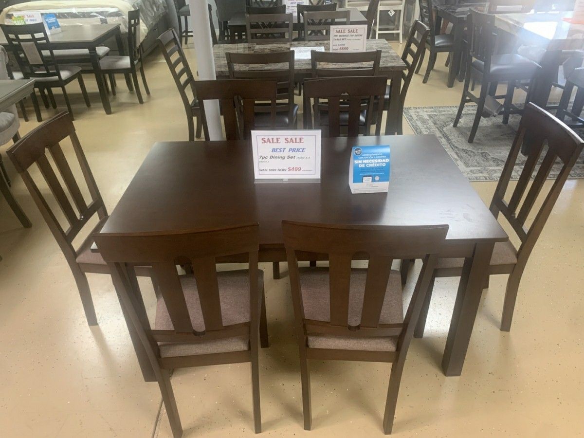 7-Piece Espresso Dining Set Clean Lines, Classic Comfort