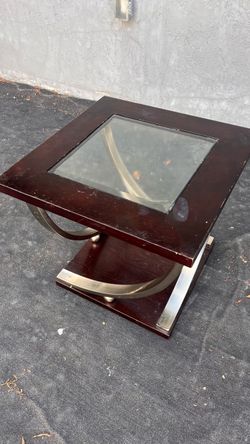 Modern dark wood &glass side table/end table