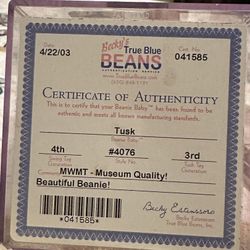 Ty Beanie Babie Tusk MWMT 