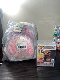 SDCC 2026 STICKER Loungefly Bag & GLITTER Funko Pop #2327 One Piece Doflamingo Bundle Backpack Anime
