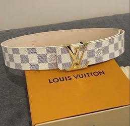 Authentic Louis Vuitton Damier Azur White Checkered Belt  - Worn Once w/ Box & Packaging