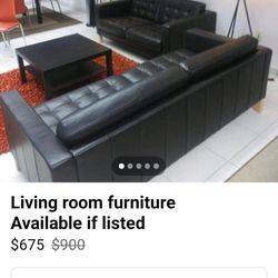 Black Leather Couch 