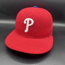 New Era 59FIFTY Philadelphia Phillies Baseball Cap Hat 7-1/4 Red Fitted CoolBase