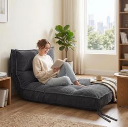 Dark Gray Corduroy Foldable Floor Sofa Bed or Dog Bed