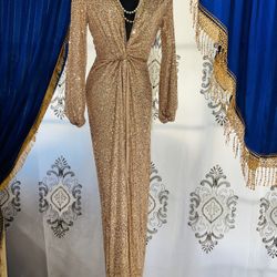 Sequin Maxi Dress Gold Size Xs