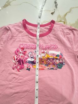 candy land women’s crop top pink graphic t shirt size L