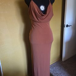 Rust Crowl Neck Dress