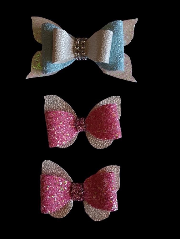 3 Hair Bows Clip Mermaid Tail And Butterfly