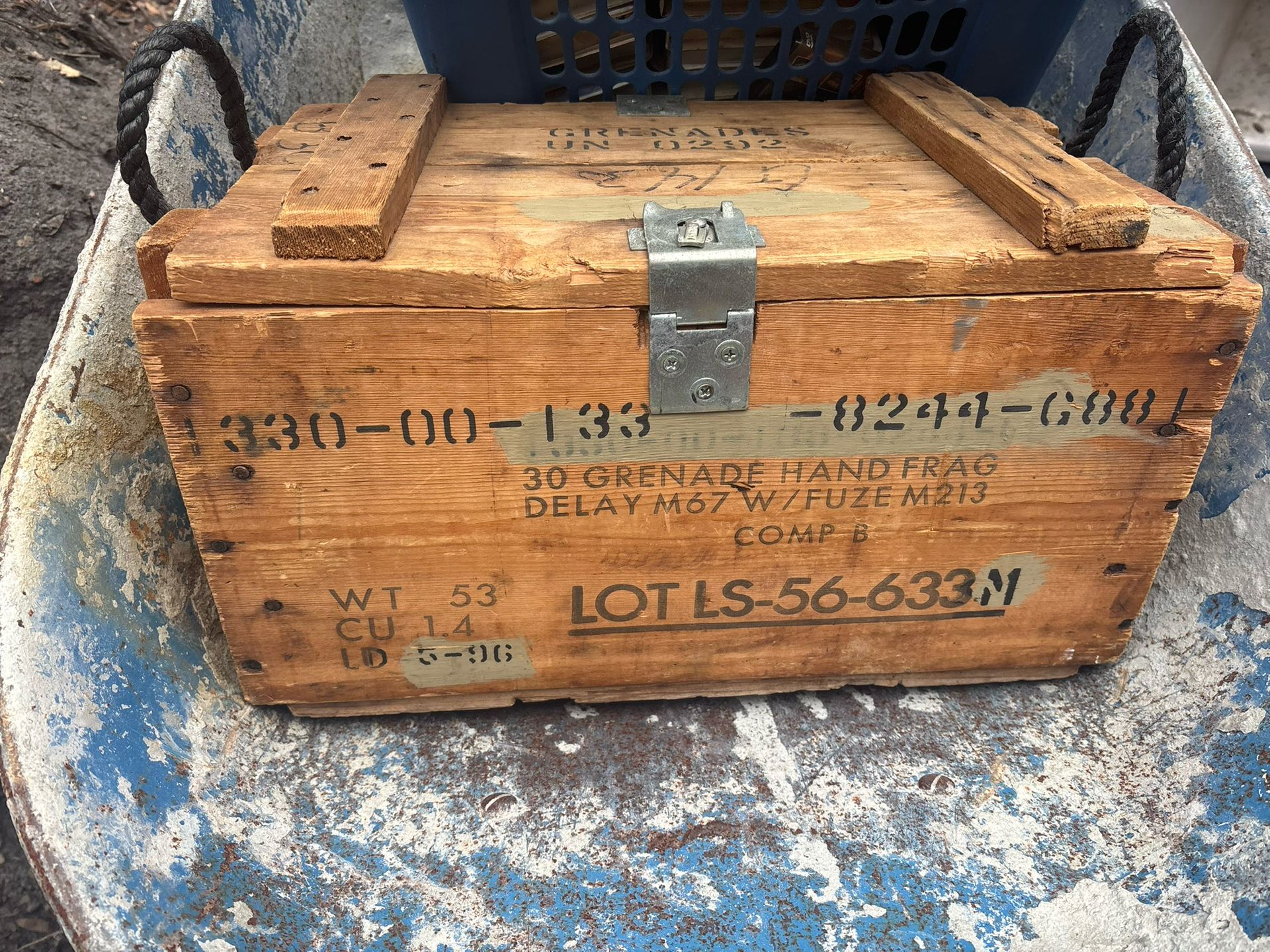 Military Vintage Hand Grenade Wooden Crate