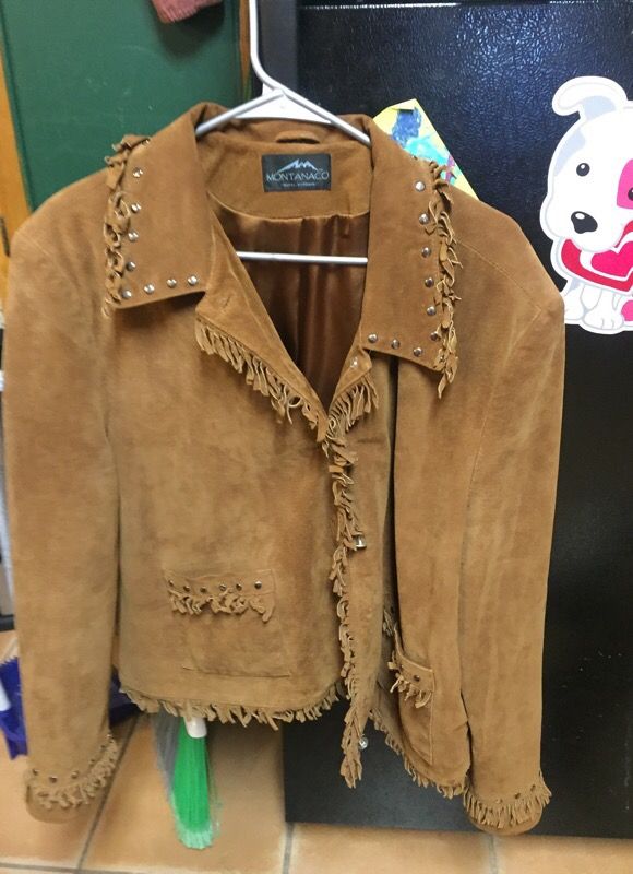 Women's leather fringe coat