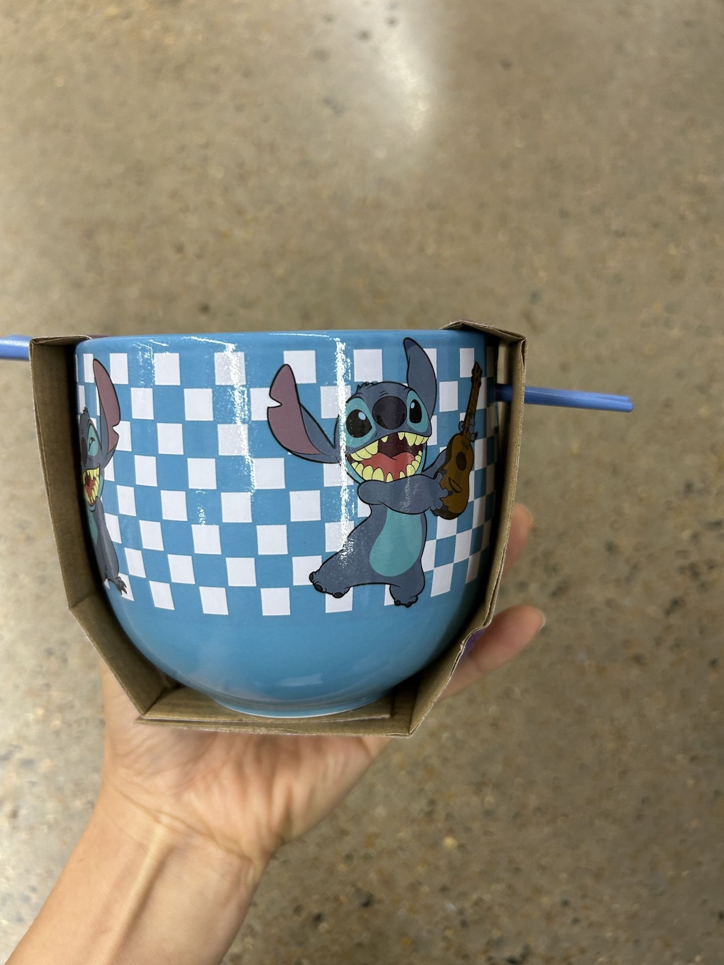 NWT licensed stitch soup bowel & chopsticks set