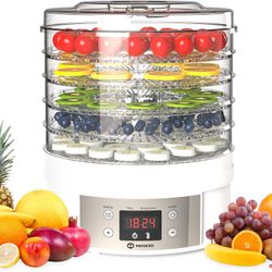 Food Dehydrator Machine, 5-Trays Electric Dryer Dehydrators for Food and Jerky, Fruits, Vegetables, Meat, Herbs, Flowers, Dog Treats