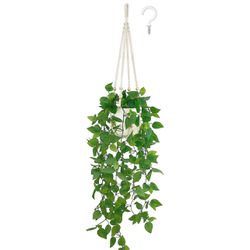 Mkono Fake Hanging Plant with Pot, Artificial Plants for Home Decor Indoor Macrame Plant Hanger with Faux Vines Hanging Planter Greenery for Bedroom B