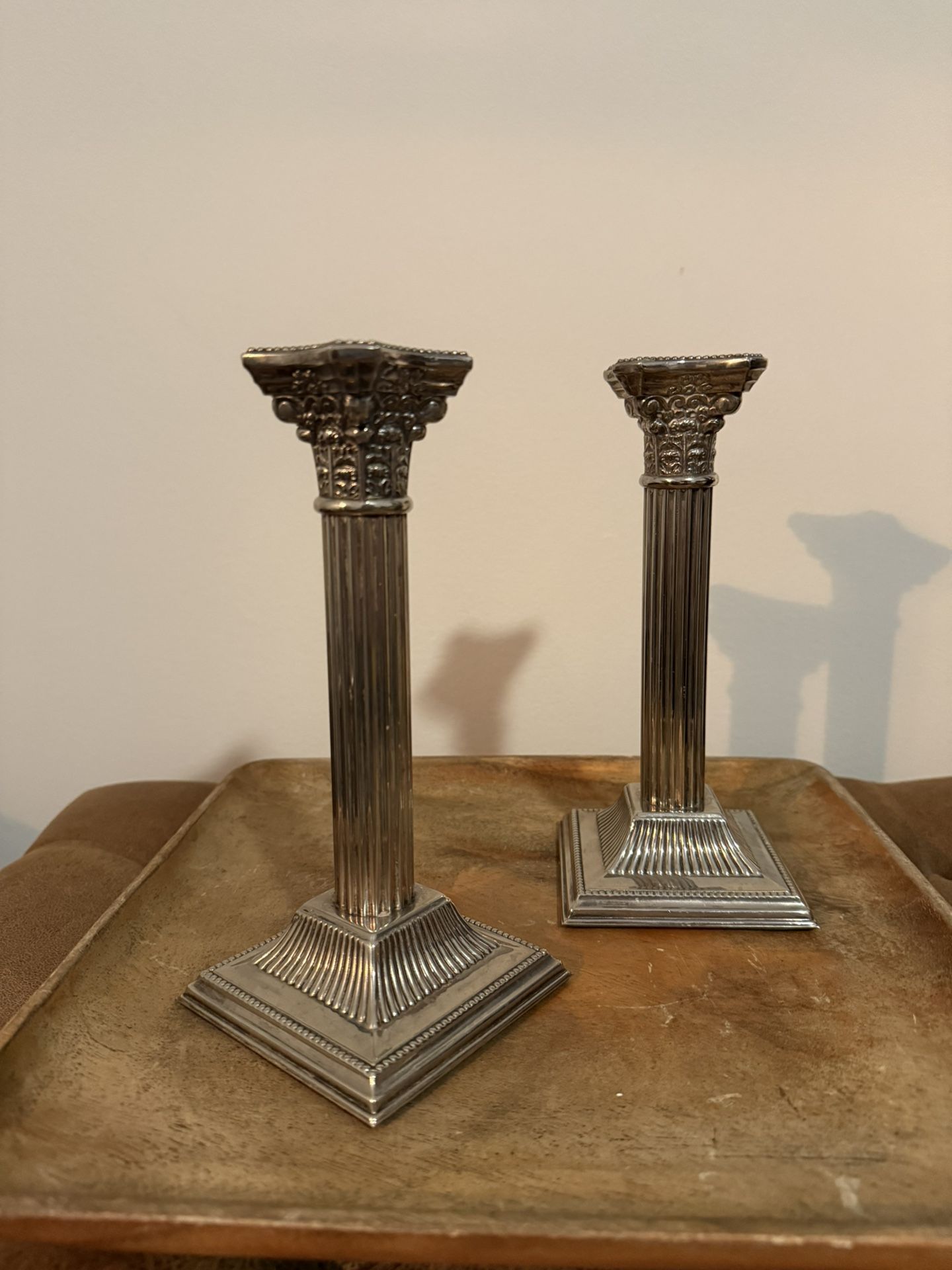 Vintage Silver Column Candlestick (set Is 2)