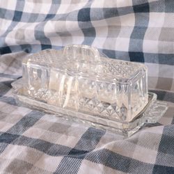 Brand new never used heavy crystal butter dish