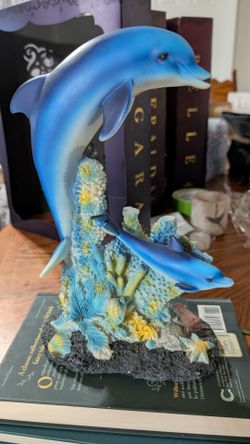 Vintage Ebros Gift Double Dolphin Coral Reef Resin Statue Coastal Decor