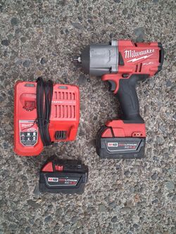 Milwaukee 2767-20 M18 fuel 1/2in Hi Torque Impact Wrench 2 5.0bats Rapid Charge Excellent Con. Pick up fremont sea. No low ball https://offerup.com/re