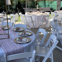 Chairs, Tables, Draping, Canopy’s, Jumepers, More