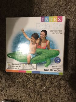 Brand new Ride-on lil, Gator $15 another TRANSPARENT Mat$7 and H2oGO!Frosted Neon Swim Ring$6 All 25