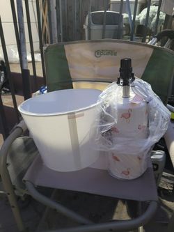 Pillowfort Ceramic Decal Column Table Lamp Flamingo 