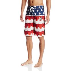 O'Neill Murca Swim Boardshorts (Red, White, & Beerpong)