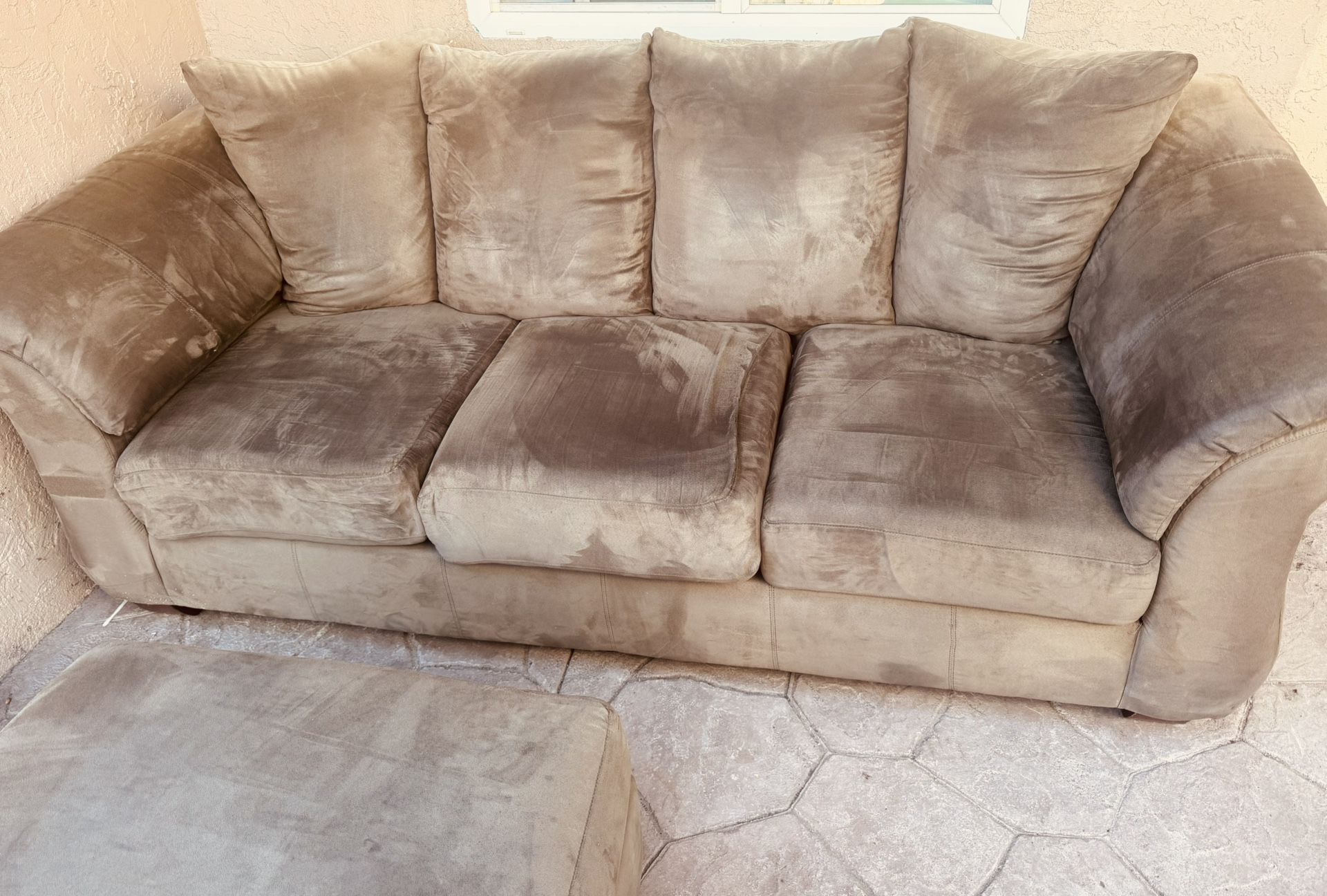 Sofa, Love Seat, Single Couch And Ottoman 
