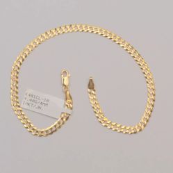 Gold chain 10k solid yellow cuban curb link chain anklet bracelet 10 inch 4.3 mm