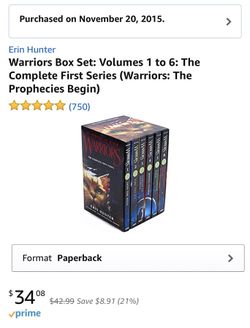 Warrior Cats Series 1 The Prophecies Begin 6 Books by Erin Hunter