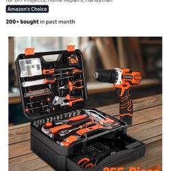 255-Piece Tool Set - Tool Kit with 12V Cordless Drill Driver, Toolbox Storage Case with Drawer