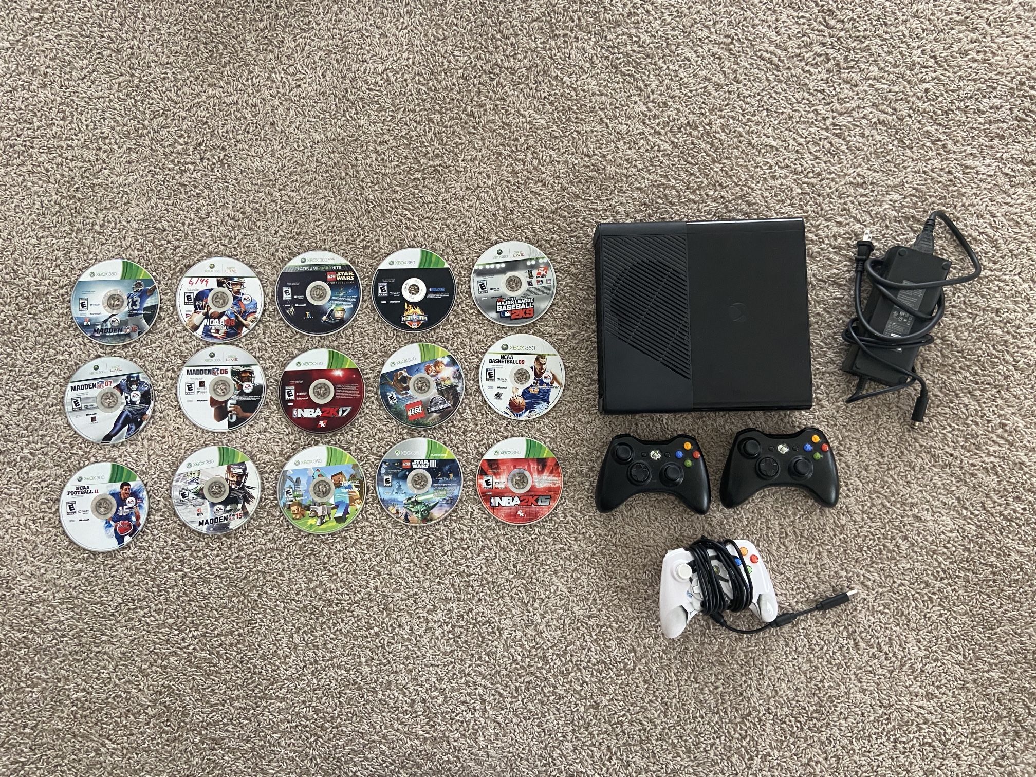 Xbox 360 With 15 Games and 3 Controllers