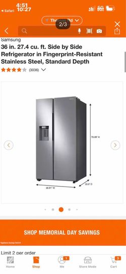 Samsung side by side fridge