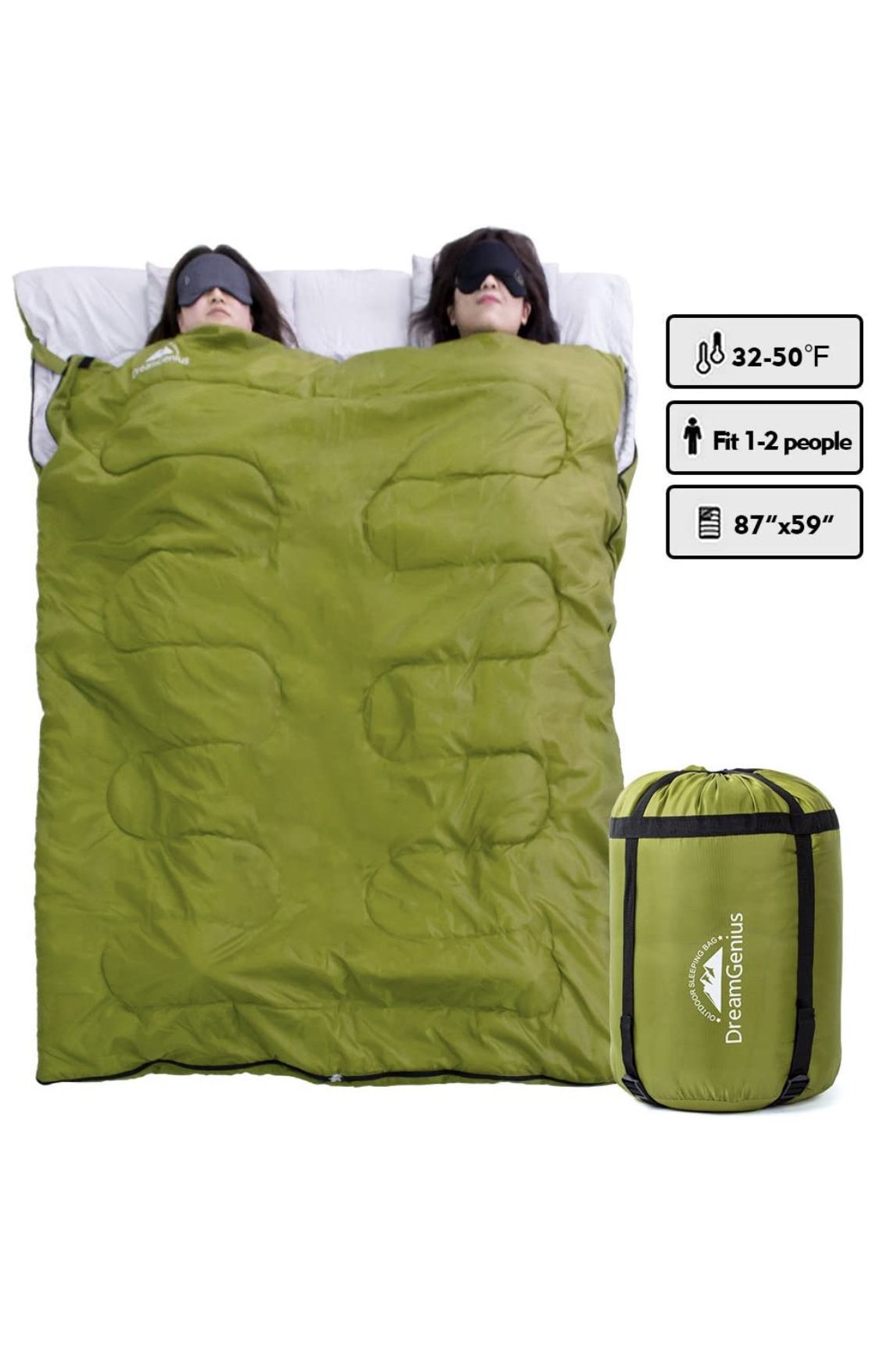 DreamGenius Double Sleeping Bag for Camping Waterproof Sleeping Bags for Adults