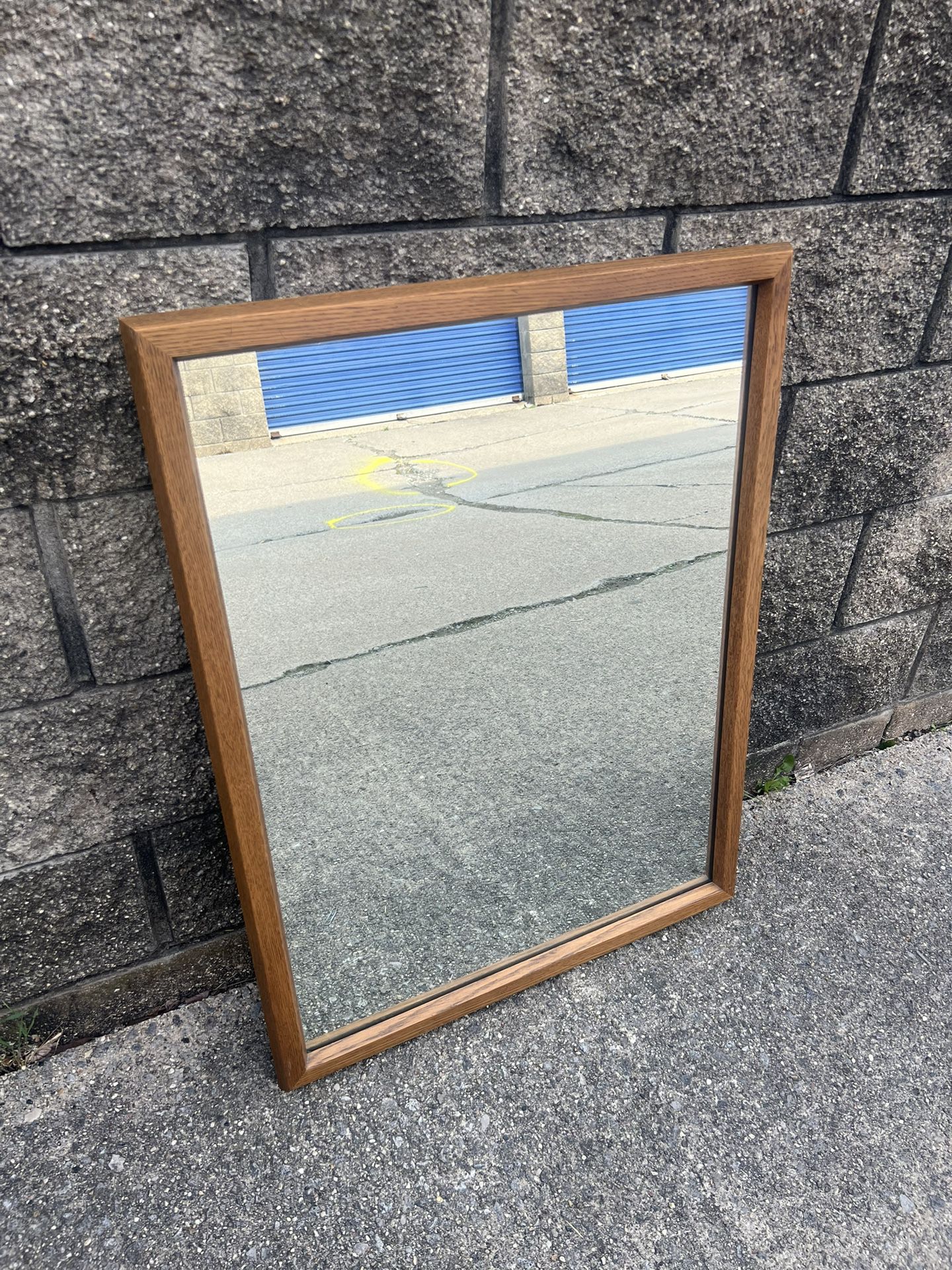 solid wood mid century mirror 