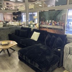 Midnight-Madness ll Jumbo Corduroy 3pc Reversible Sectional Sofa w/ Dual Cupholders & USB Ports