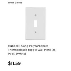 Hubbell 1-Gang Polycarbonate Thermoplastic Toggle Wall Plate (25-Pack) (White)