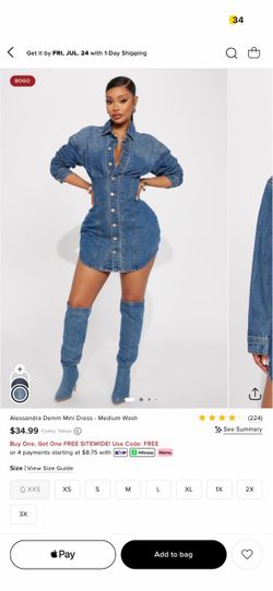 Fashion Nova Alessandra Denim Mini Dress Medium Wash
