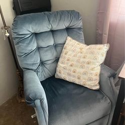 Vintage Blue Velvet Reclining Chair