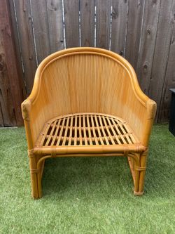 Vintage Rattan Barrel Accent Chair