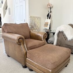 Brown Chair With Ottoman