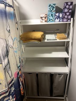 Spacious Triple Laundry Hamper & Shelf Organizer
